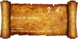 Kordik Andor névjegykártya